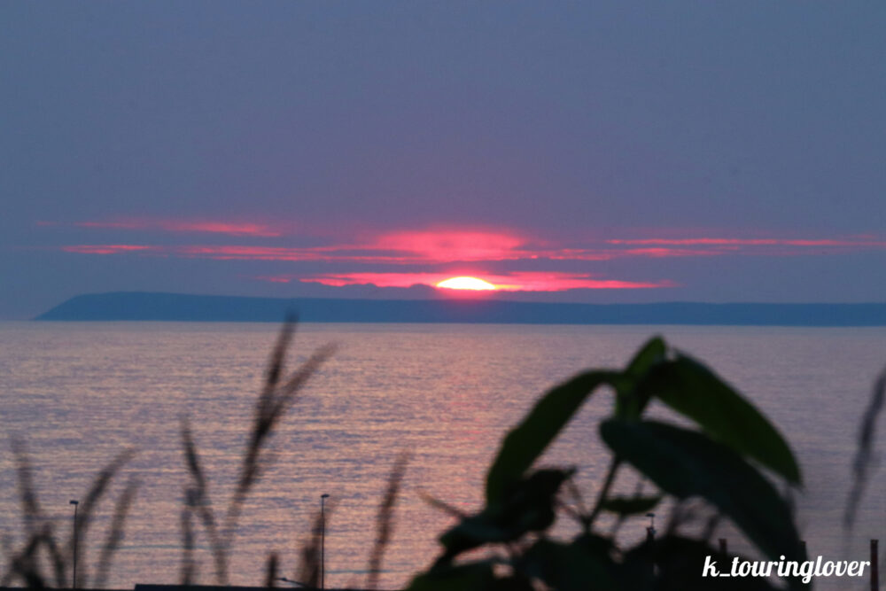足湯からの日没